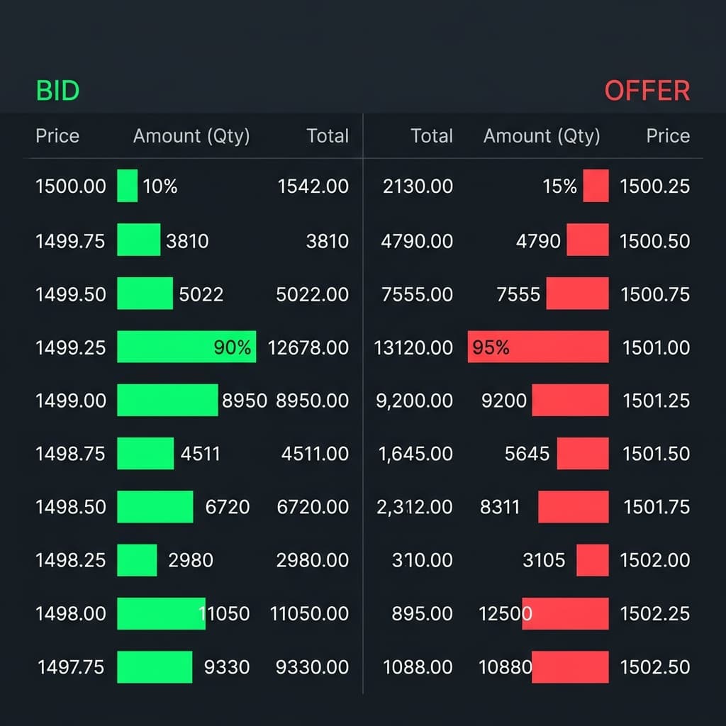 Diagram Order Book: Bid vs Offer/Ask
